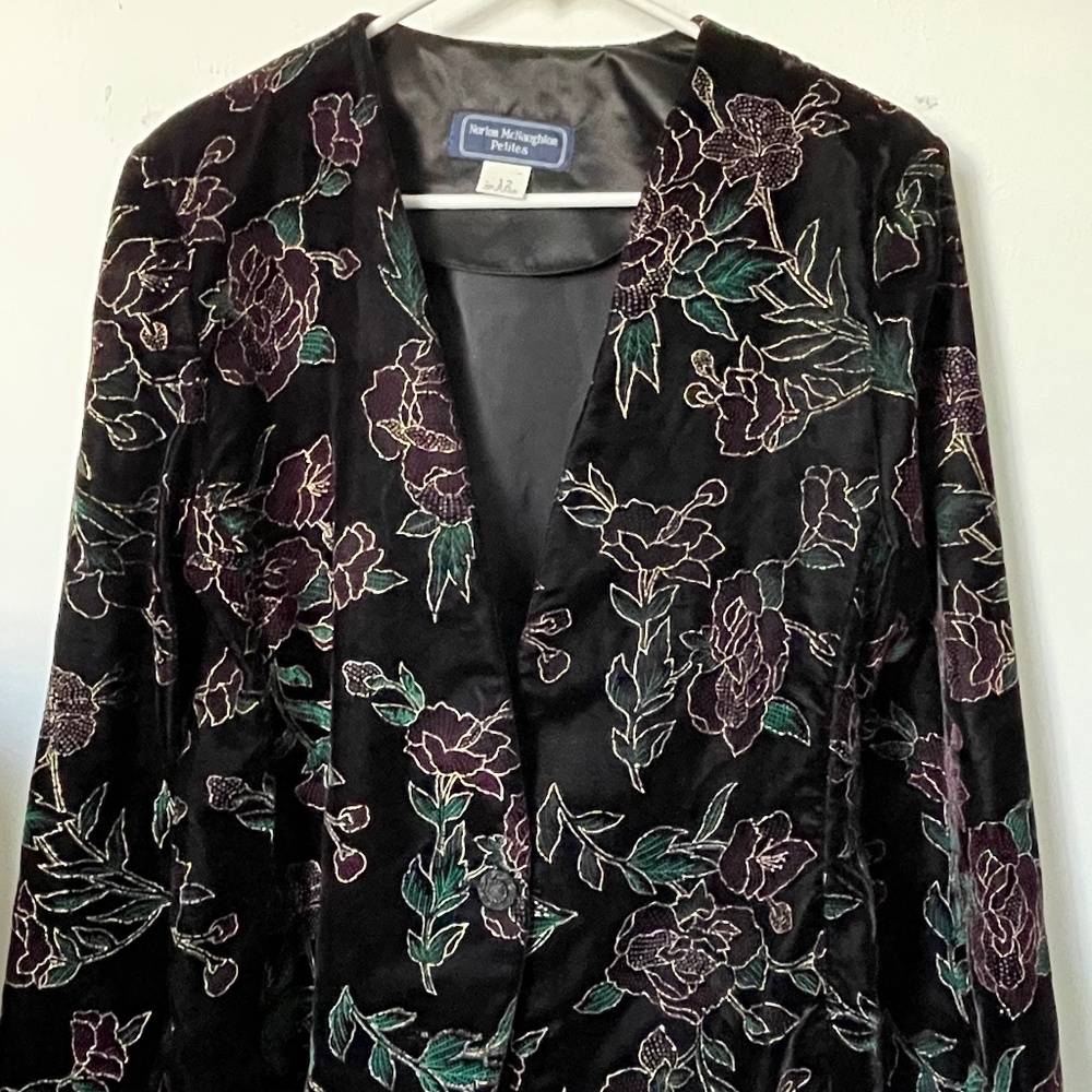 Vintage Norton McNaughton Floral Evening Blazer Petite 12
